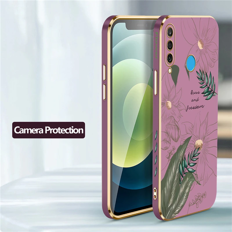 Fashion Plating Shockproof Case For Huawei P30 Lite P20 P40 Pro Mate 20X 30 40 Silicone Soft Flower Phone Cover Funda