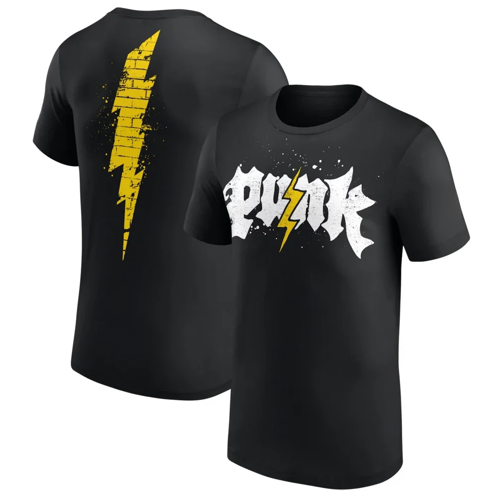 2026 New Men's Black CM Punk Electric Punk T-Shirt 3D Printed Sports Quick Dry Short Sleeve Tee Daily Casual Plus Size T-Shirt