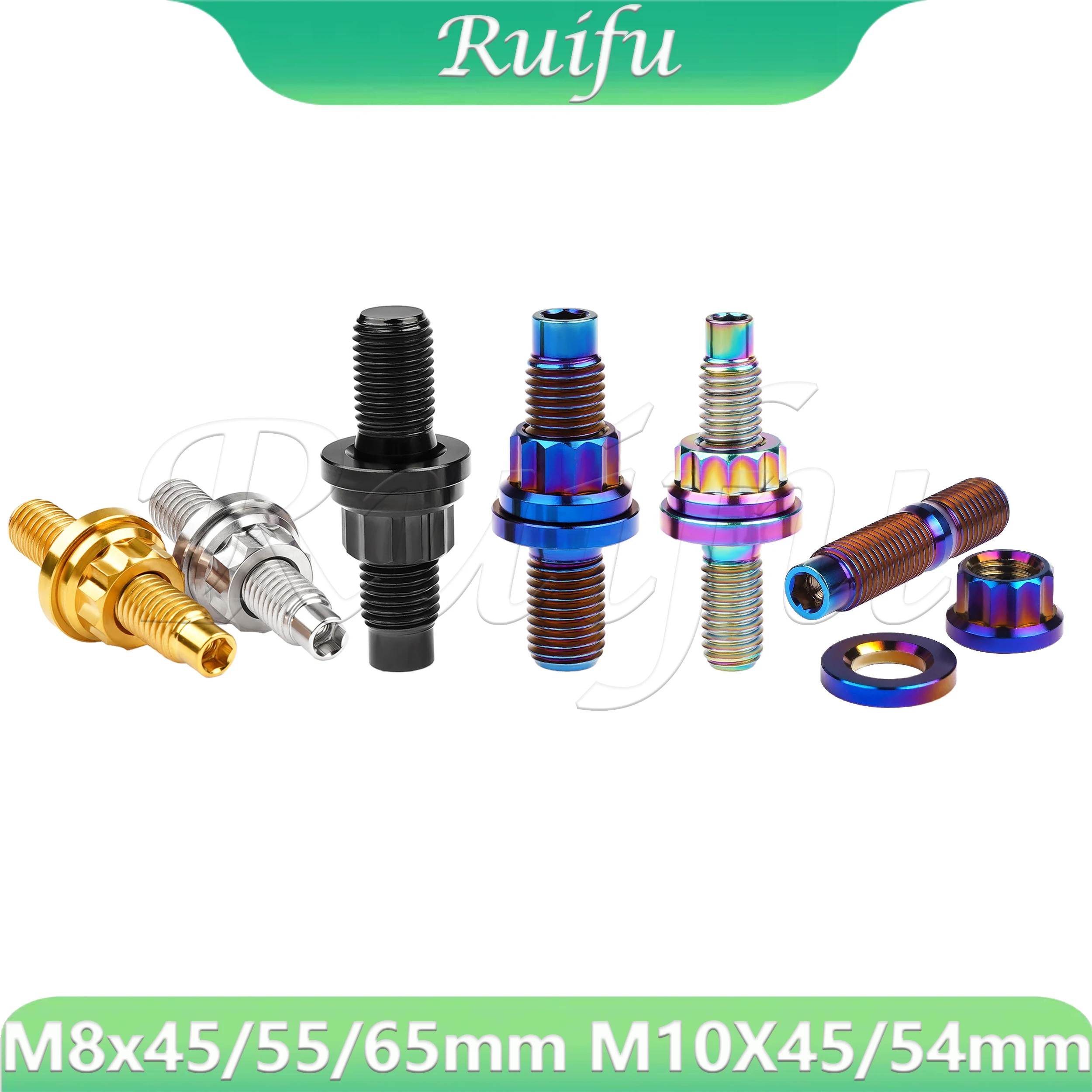 

Ruifu Titanium Bolt M8x45/55/65 M10X45/54mm Alloy Automotive Exhaust Manifold Stud Bolts Nuts Washers Kit Set