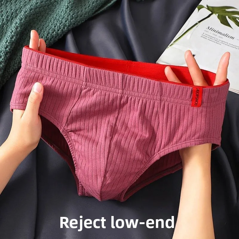 

Men's Cotton Underwear Breathable Mid Waist Sexy Briefs Big Size 100% Cotton Boxer Shorts Youth Men Underpants