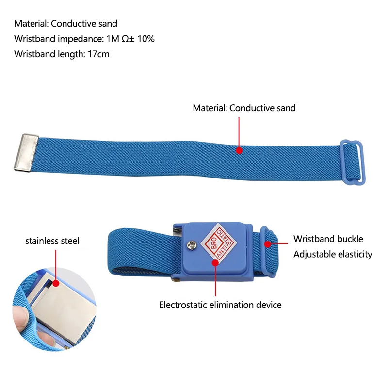 ESD Anti Static Wrist Strap Clip Discharge Grounding Prevent Static Shock for Sensitive Electronics Repair Tools