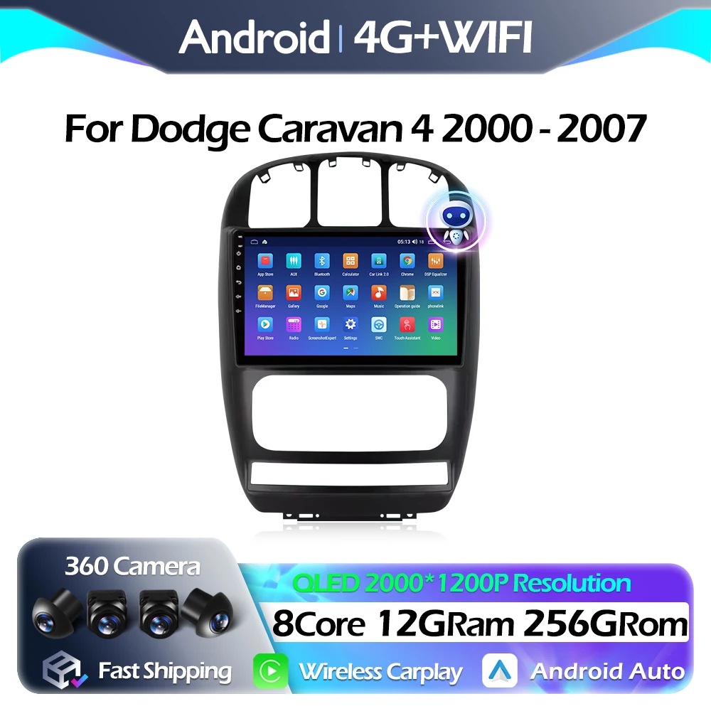 

For Dodge Caravan 4 2000 - 2007 Multimedia Video Player Android Auto Navigation GPS WIFI Carplay 4G DSP Bluetooth