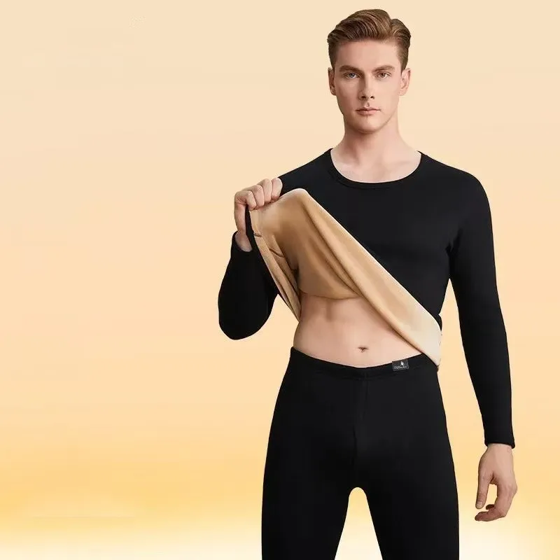 Autumn and Winter Thermal Underwear Set for Men Cold Proof Comfort Thickened Dad Warm Home Wear Long Pants Oversieze 8XL 7XL 6XL