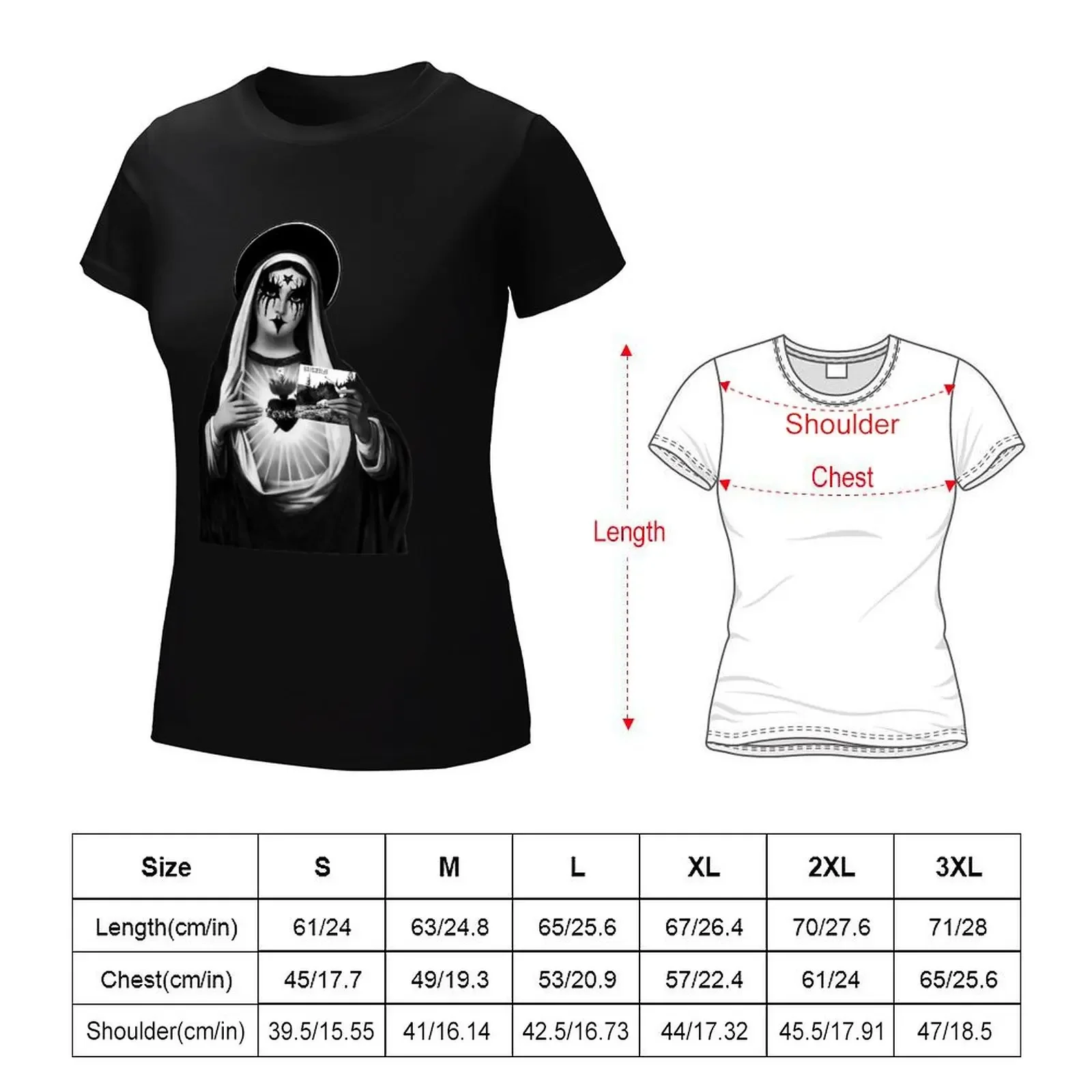 Black Metal Mary T-shirt hippie clothes funny anime clothes Summer Women's clothing