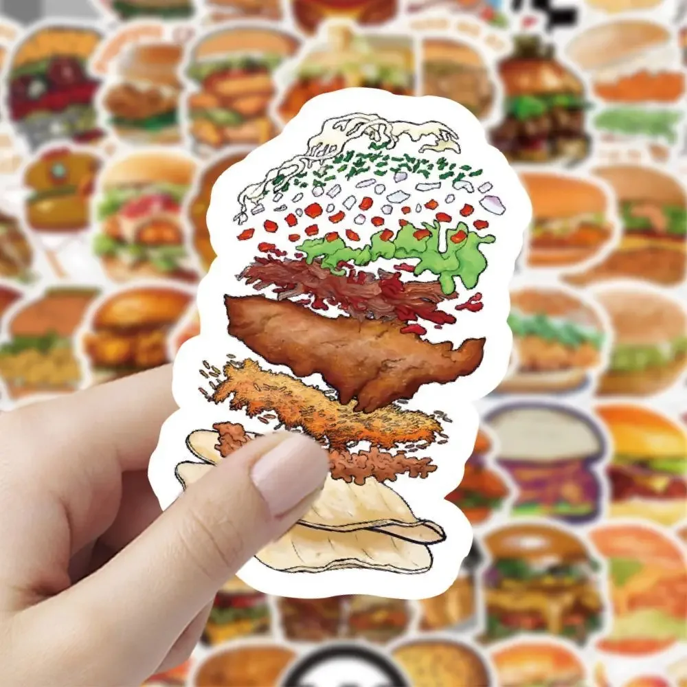 10/30/50Pcs Hamburger fried chicken desktop decoration phone  Suitcase waterproof Stickers