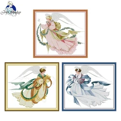 Joy Sunday Cross Stitch Kits Beauty Angel Series HD Pattern Printed Counted Canvas Fabric16/14CT DIY Embroidery Kits Home Decor