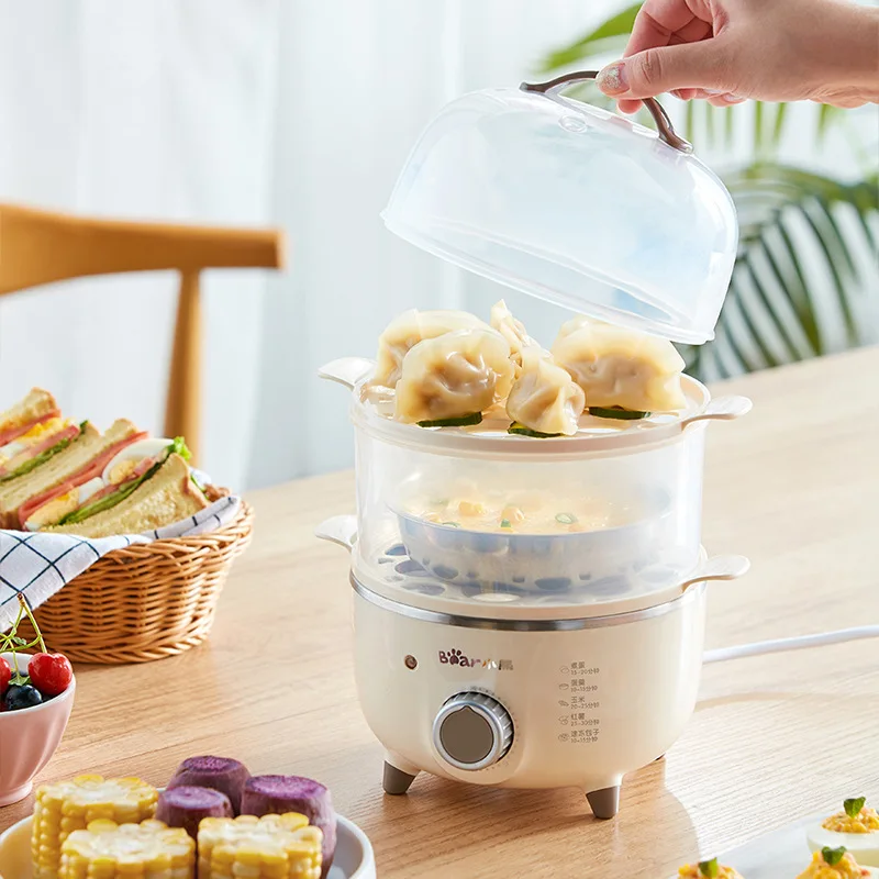 2 Layers Electric Egg Boiler Breakfast Machine Automatic Steamer Multicooker Egg Cookers Egg Custard Steaming Cooker with Timer