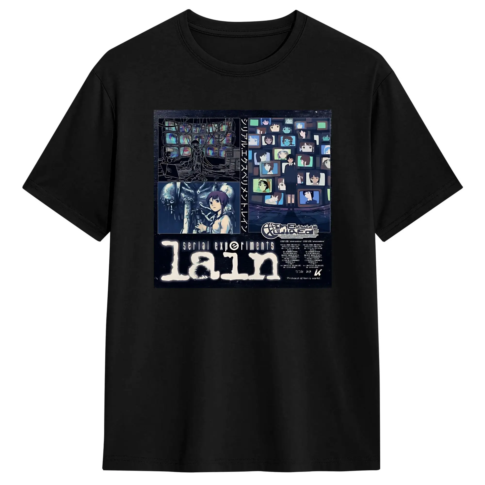 Men T Shirt Serial Experiments Lain T Shirts Trending The Wired Virtual Girl   Summer Tees Y2K Funny Cotton Tops Gift Idea