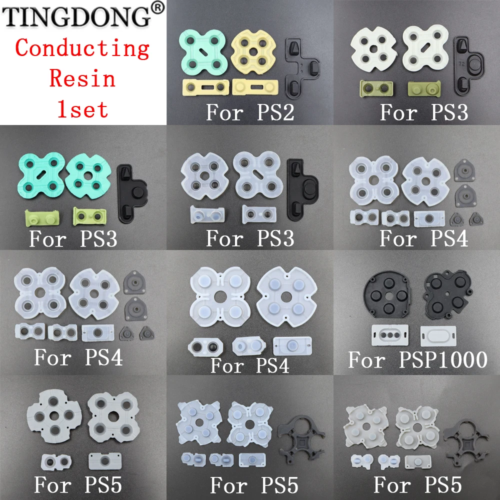 1 مجموعة ل PS2 PS3 PS4 PS5 PSP1000 استبدال موصل السيليكون D منصات المطاط زر تحكم إصلاح جزء #1