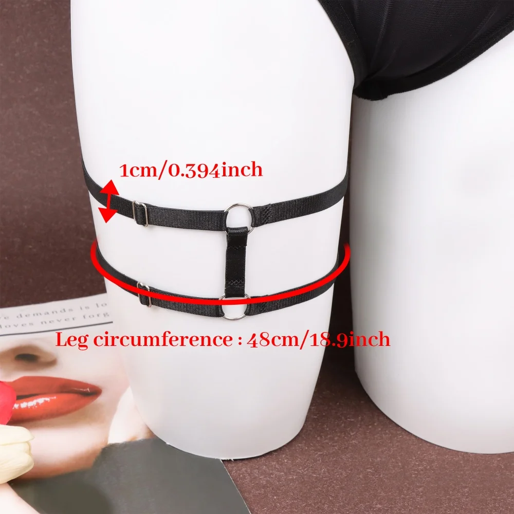 المرأة القوطية الشرير الفخذ الكفة أسود/أحمر/أبيض قابل للتعديل متعدد نمط الفخذ تسخير الزي اليومي الساق التبعي