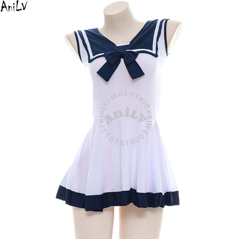 

AniLV японское аниме для девочек, темно-синяя форма моряка JK, школьное платье, наряды, костюмы для косплея