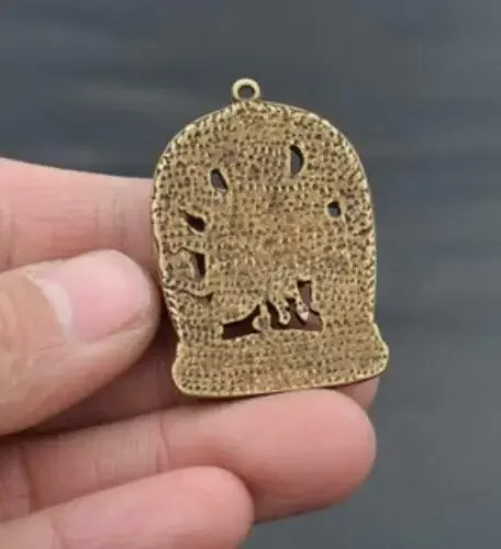 Collectable Chinese Pure Brass Carved Six Arm Buddha Exquisite Small Amulet Pendant Statues