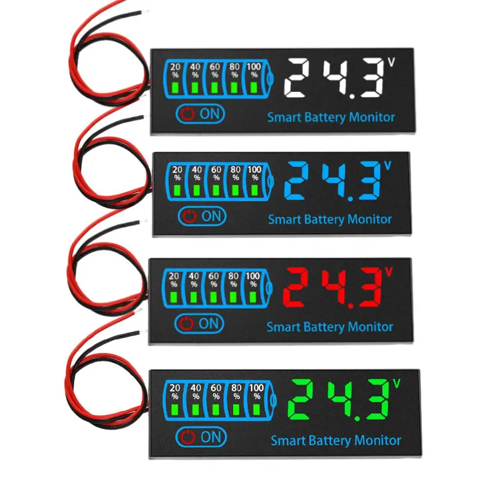 DC 7-55V LED Voltage and Battery Capacity Display Board Low Voltage Alarm Power Failure Memory Function Battery Charge Indicator