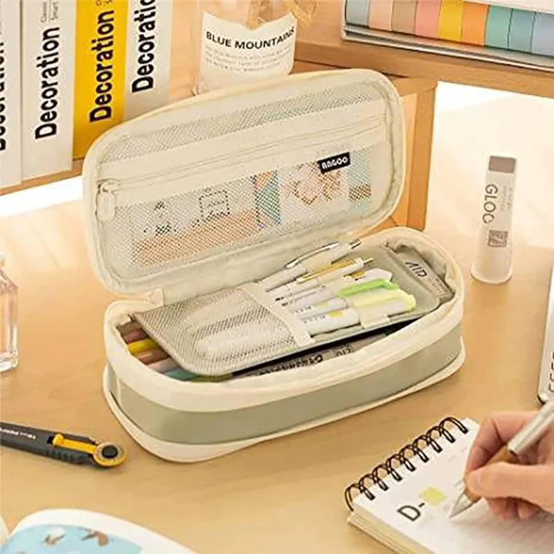 Kawaii Lápis Casos Saco de Grande Capacidade, Bolsa Titular Box para Meninas, Escritório, Estudante Papelaria Organizador, Material Escolar