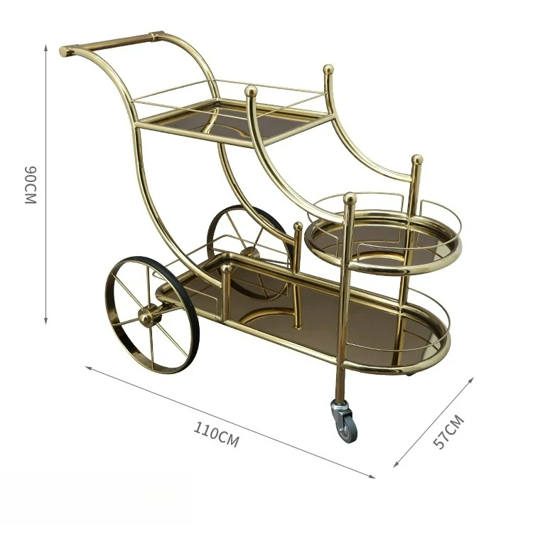 Factory Direct 2026 Dining Wine Hotel Restaurant Food Delivery 4s Mobile  Commercial Three-tier Wine Cart Tea Cart