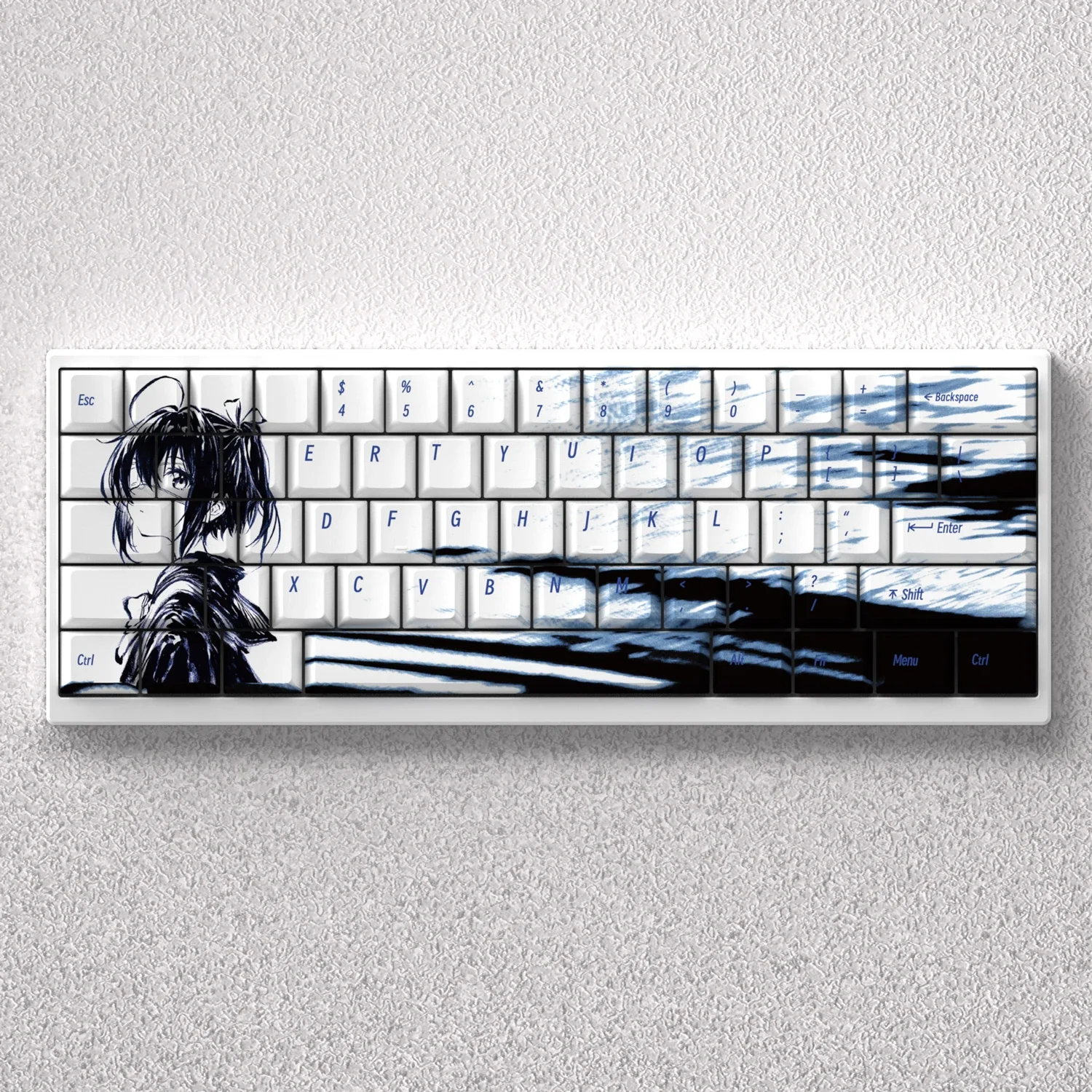 73 Keys Keycaps Rikka Takanashi Anime PBT Dye Sublimation Cherry for 61 65 68 Mechanical Keyboard Akko Fun60pro Anne Pro 2 GK61