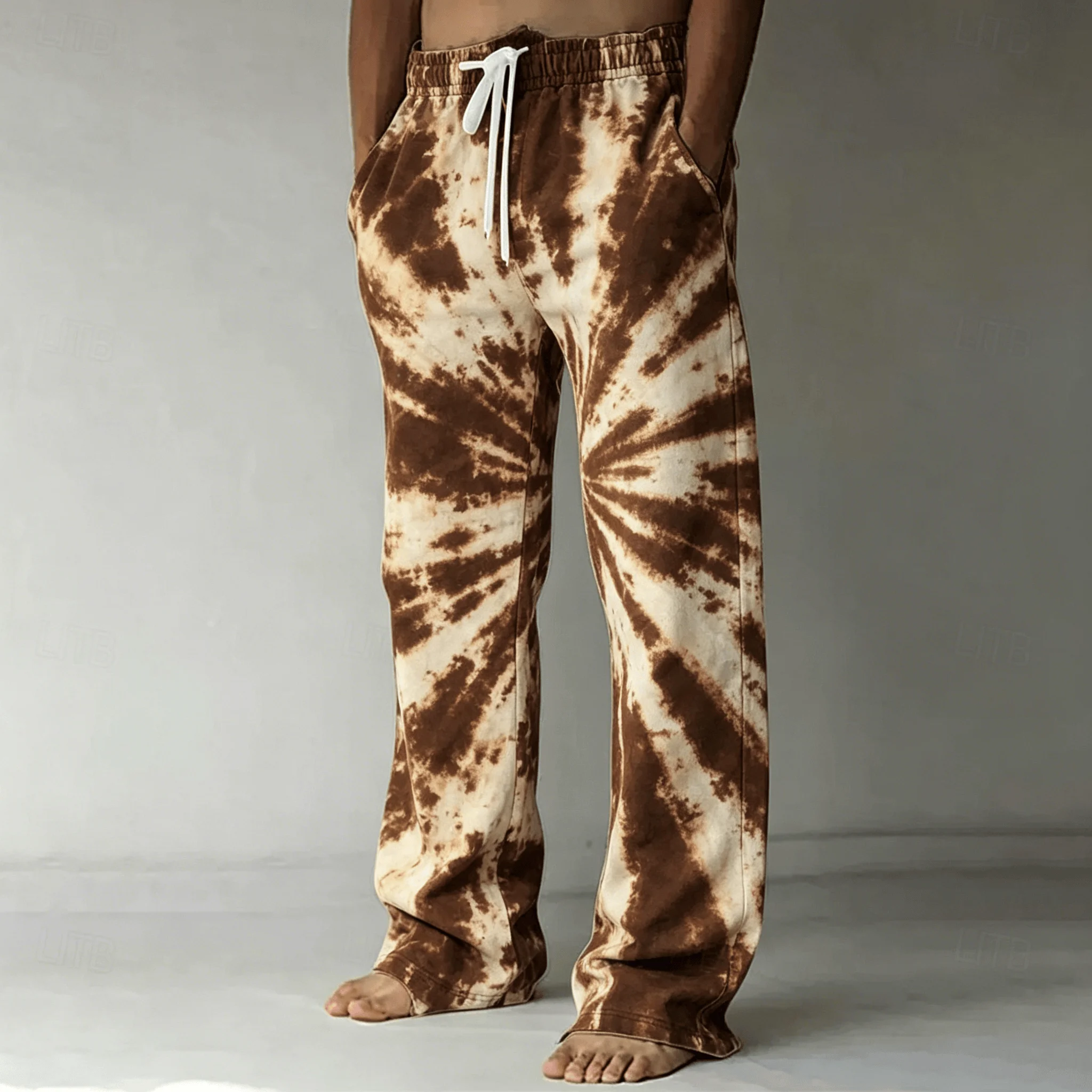 Herren-Hose mit Feuer-Blitz-Print und Kordelzug, Lässige Weite Hose für Frühling & Sommer Streetwear – Detail 7