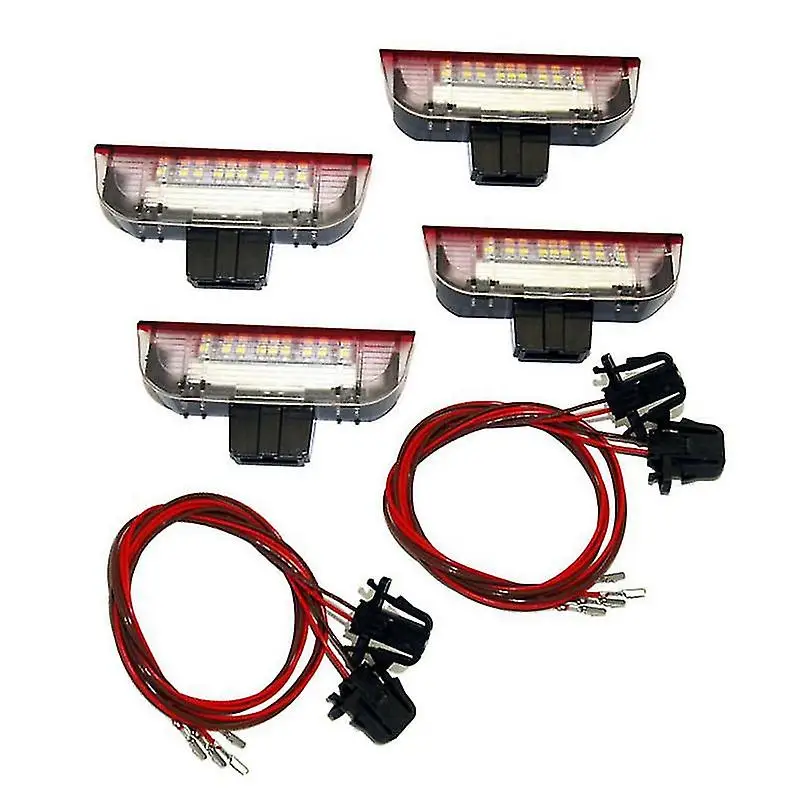 4pcs 100% Brand New Red Shell White Light Color Temperature 5500 - 6000K 3W Door Welcome Light for Passat B6 B7 2011 - 2016