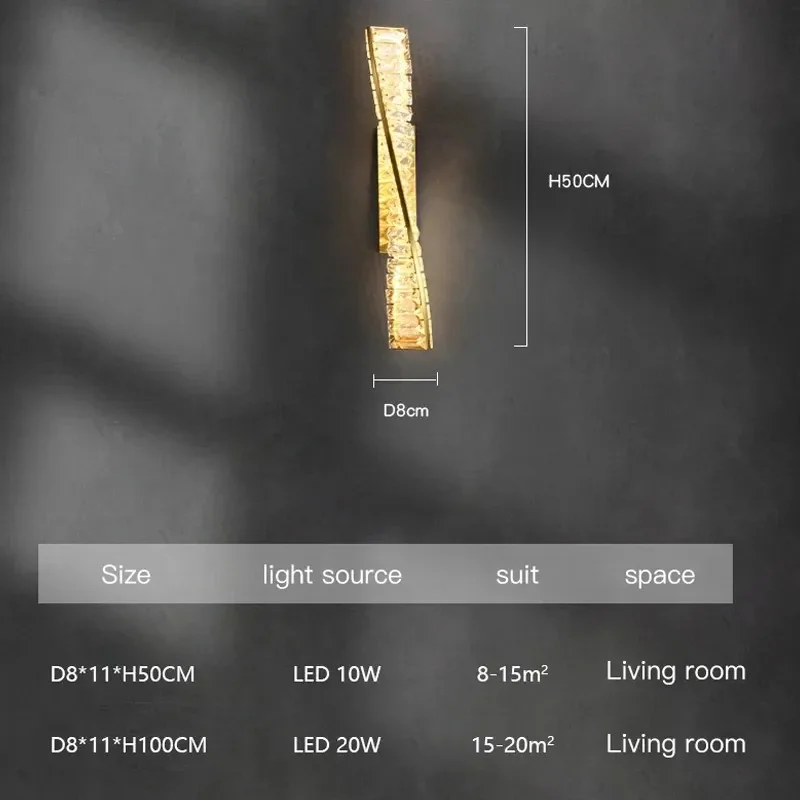 2026 Simple Crystal Led Wall Lamp For Living Room Bedroom Dining Room Hotel Villa Gold Luxury Design Decoration Light Fixtures