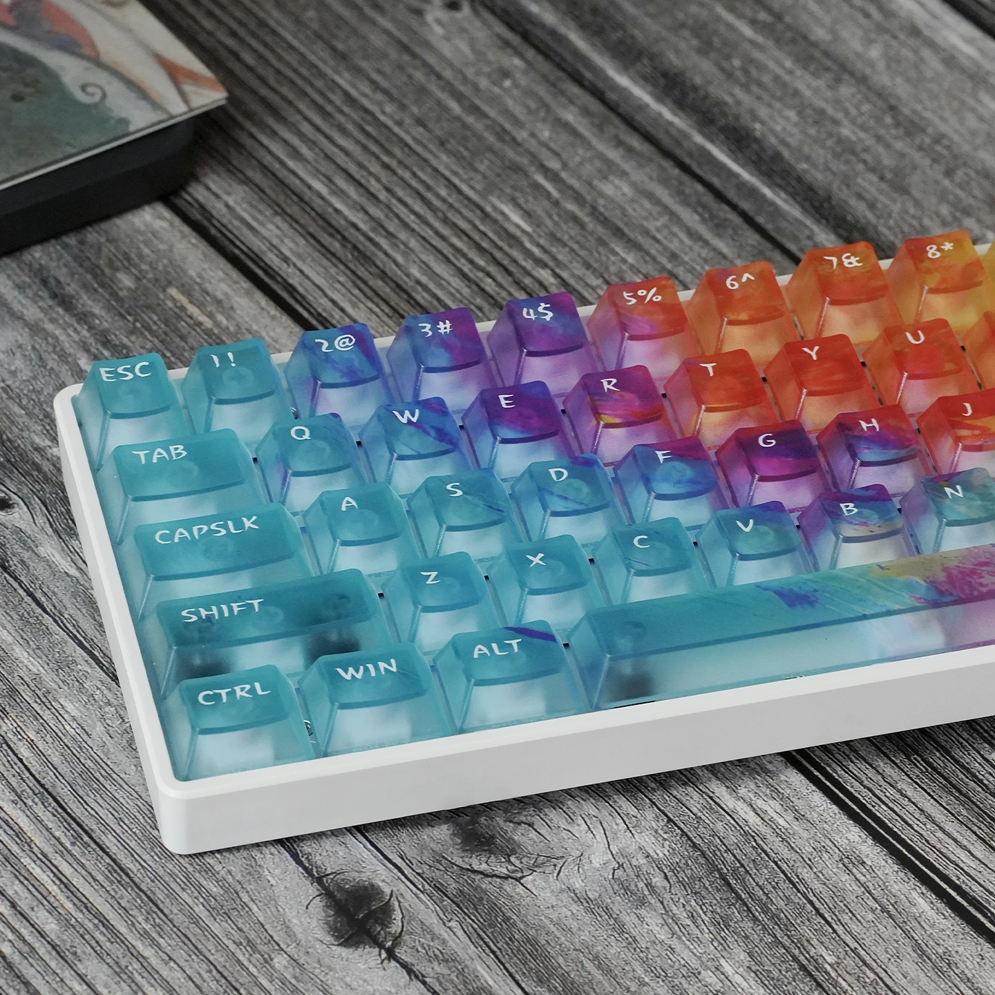 

PC Gradient Keycap Cherry Profile Matte Fog Transparent Ai3D Pad Printing Keycaps for Wooting Mechanical Gaming Keyboard 120Keys