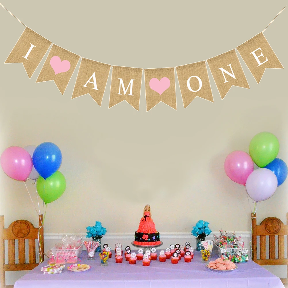 

Swallowtail Flags Bunting Garland 6 Pieces I Cards 2 Heart Patterns Kids Birthday Indoor Outdoor Pink