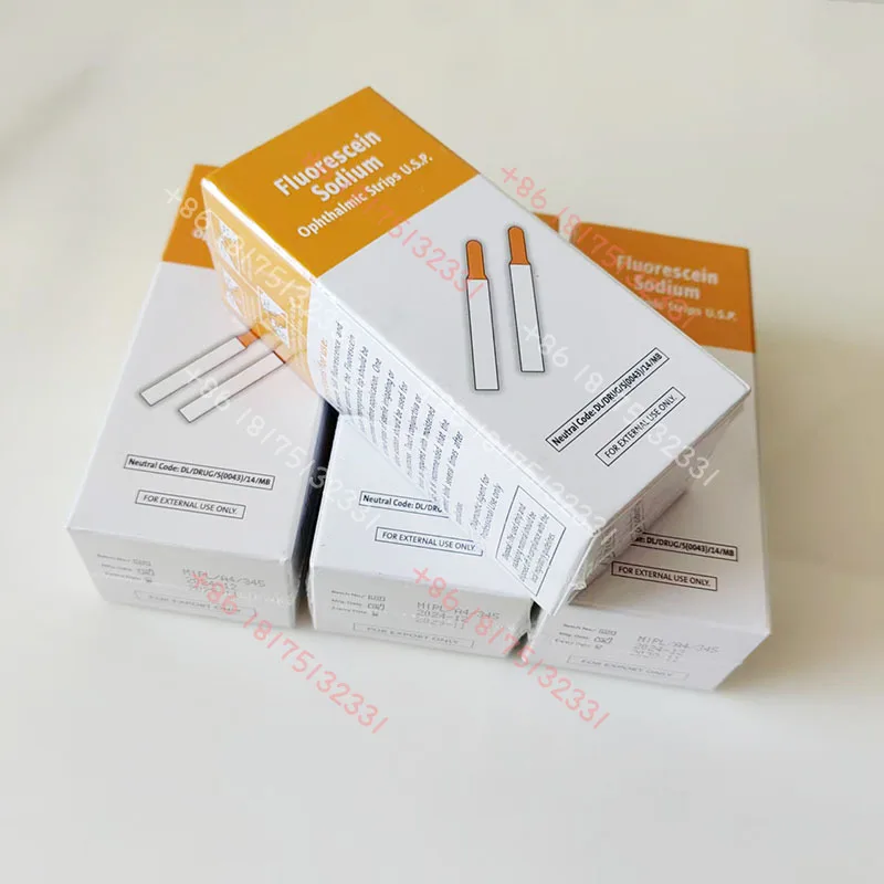 Per Box Indian‑Made Sodium Fluorescein Eye Test Strips Disposable Ophthalmic Fluorescent Filter Strips For Eye Examination