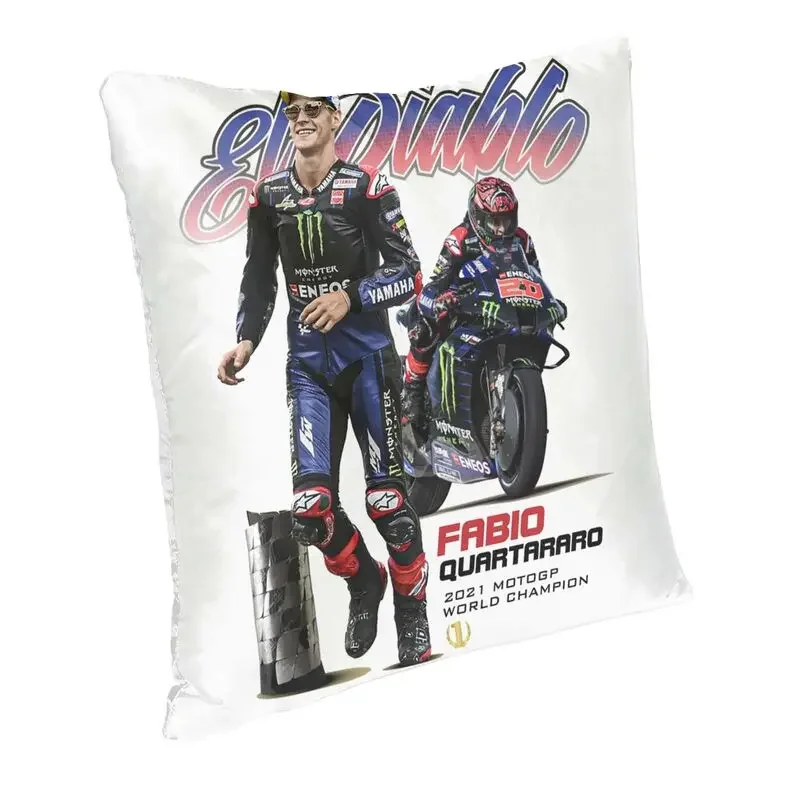 Fabio Quartararo Cushion Cover Two Side 3D Print French Motorcycle Racer Floor Pillow Case for Car Pillowcase Home Decoration