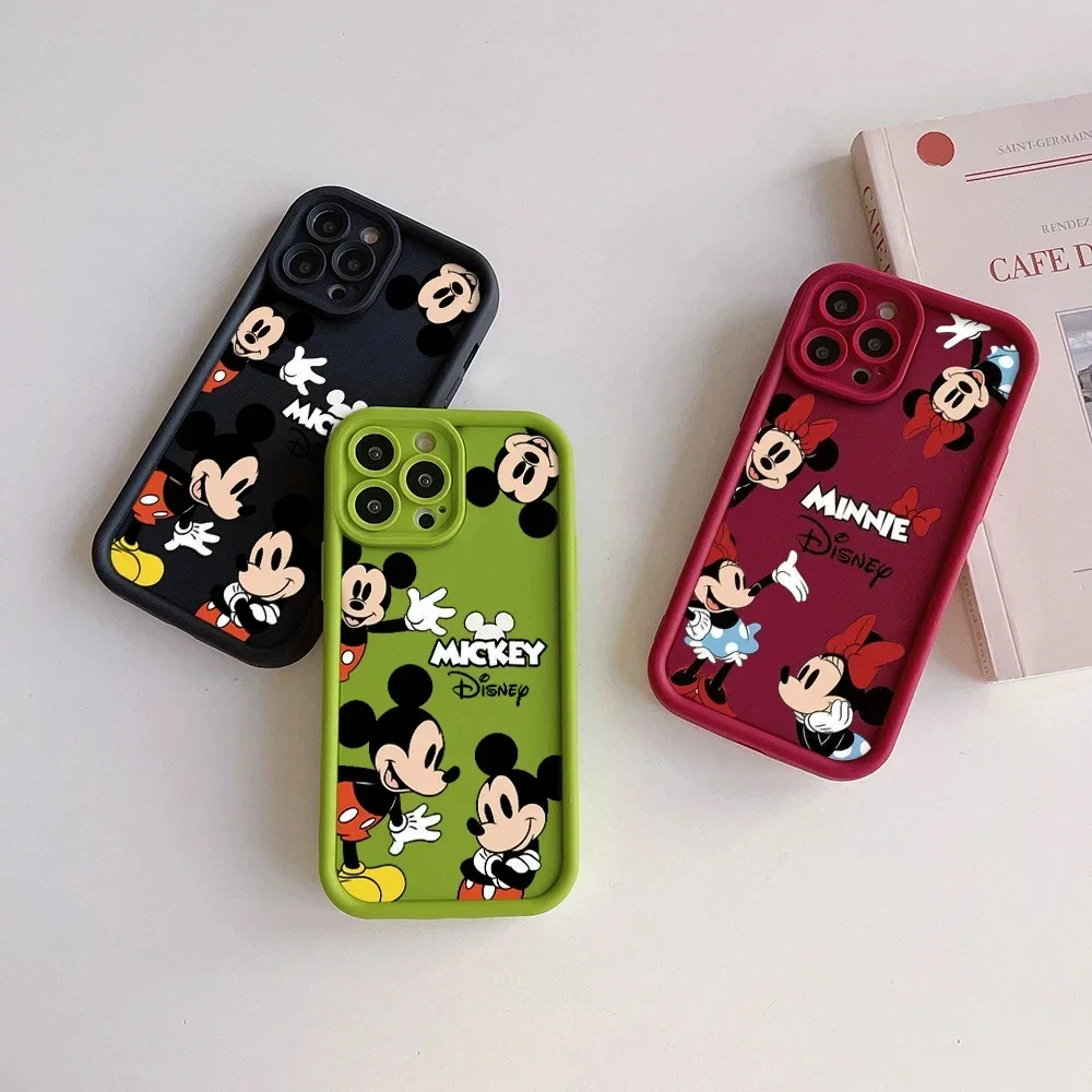 Disney Mickey Minnie Mouse Cute Siliocne Phone Case For iPhone 14 12 13 11 15 Pro Max XR XS X 7 8 Plus Shockproof Back Cover image 4