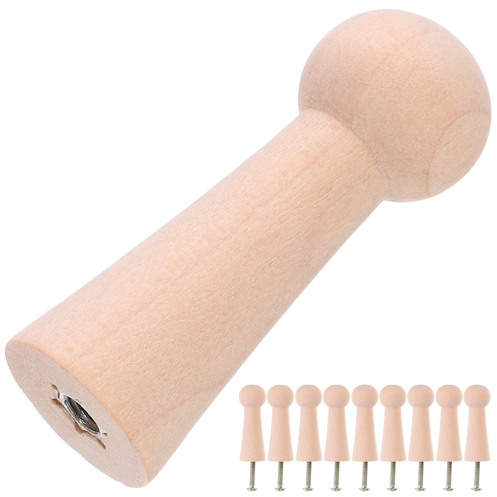 

10pcs Solid Ball Hooks Smooth DIY Wall Mounted Hanger Bedroom Rustic Wall Hat Hooks Bathroom Coat Rack Wooden Pegs Storage