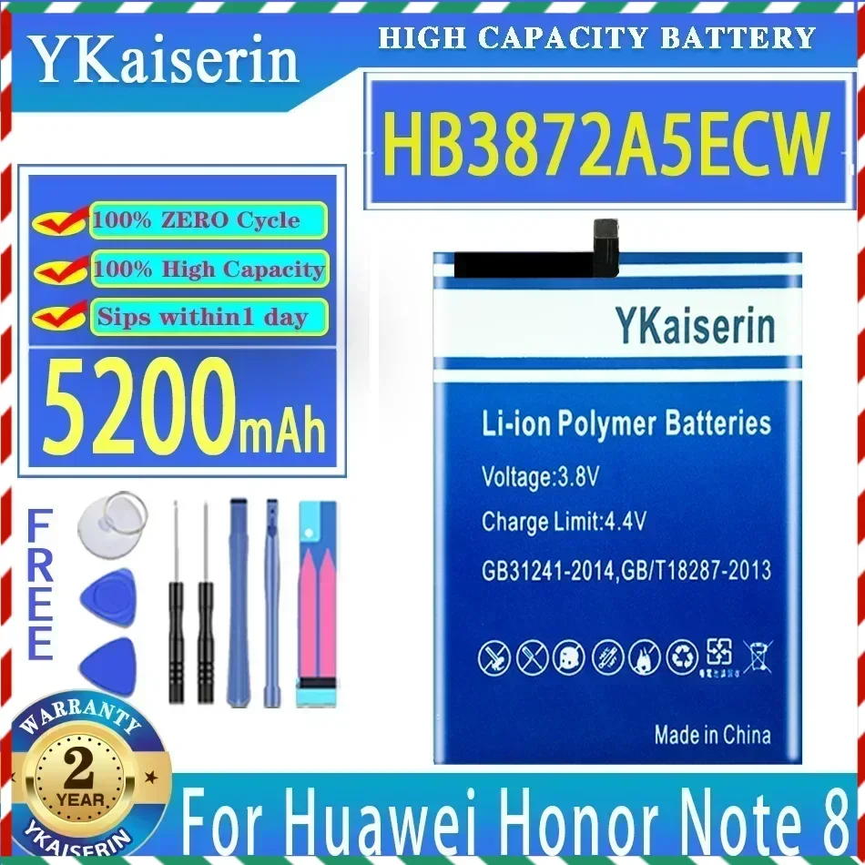 

Аккумулятор YKaiserin 5200 мАч HB3872A5ECW для Huawei Honor Note 8 Note8 EDI-DL00 EDI-AL10 Batteria