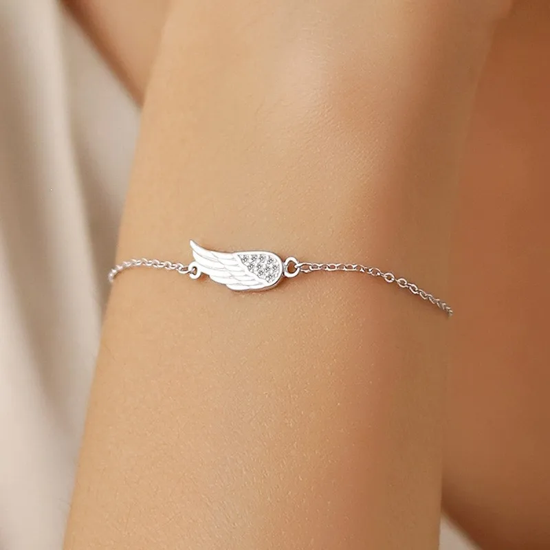 New Fashion Angel Wings Bracelets Silver Color Jewelry Retro Thai Silver Personality Exquisite Opening Bangles