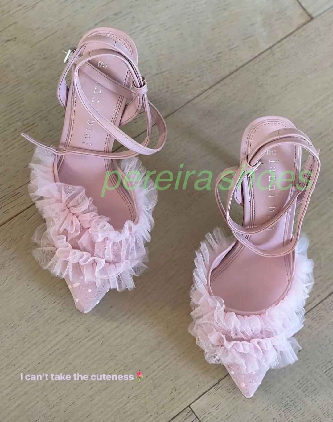 

Lady Pink Mesh Elegant Ballet Pearl Design Pumps Slingback Pink Mesh Design Footwear Pointed Toe Summer Party Cute High Heels 46