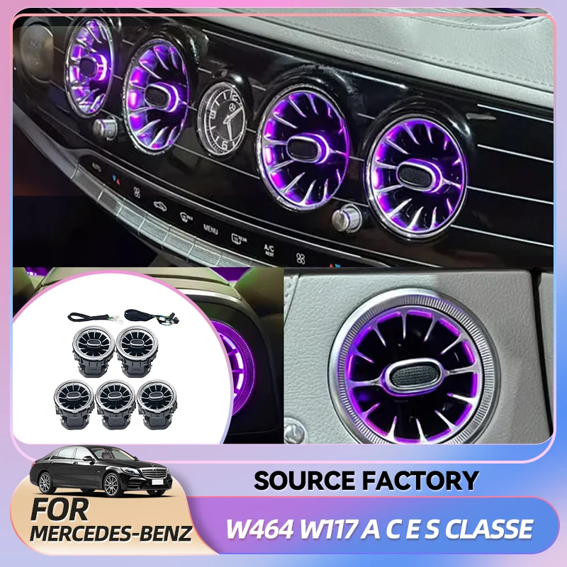 

Внутренние наклейки, светодиодный окружающий свет для Mercedes Benz W205 GLC W206 W213 W222 X253 W464 W117 A/C/E/S/G-Class RGB турбинная насадка