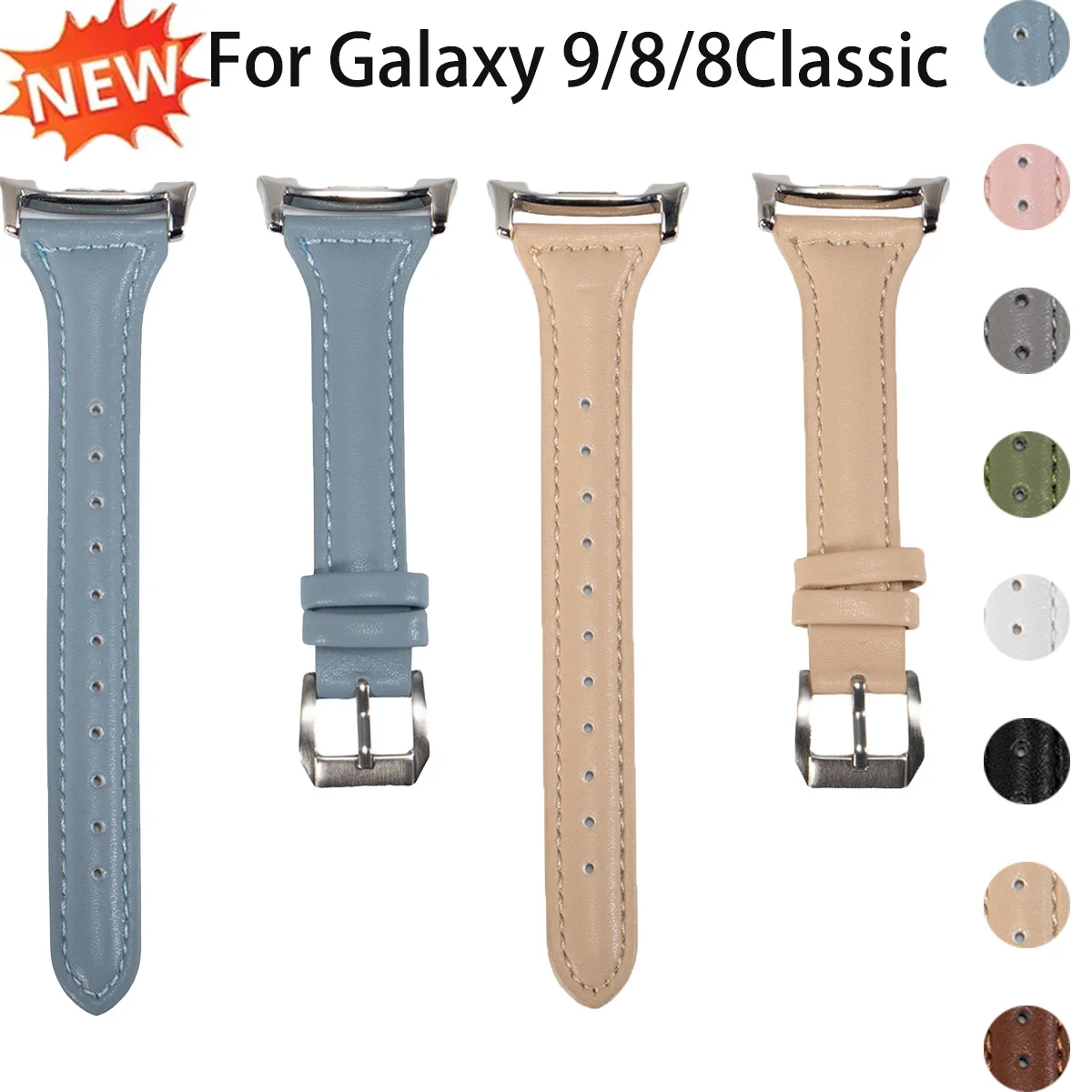 Woman Silm Leather Band for Samsung Galaxy Watch 9/8 40 44mm Sport Strap for Galaxy 8 Classic 46mm Adjustable Bracelet Belt