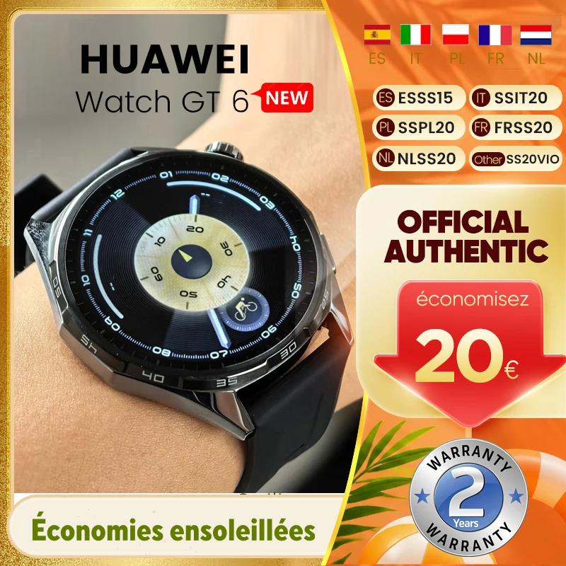 Nuevo Reloj Inteligente Huawei WATCH GT6 de 46 mm, Pantalla AMOLED de 1.47 Pulgadas, 21 Días de Duración de la Batería, Resistencia al Agua 5ATM, Posicionamiento NFC + GNSS