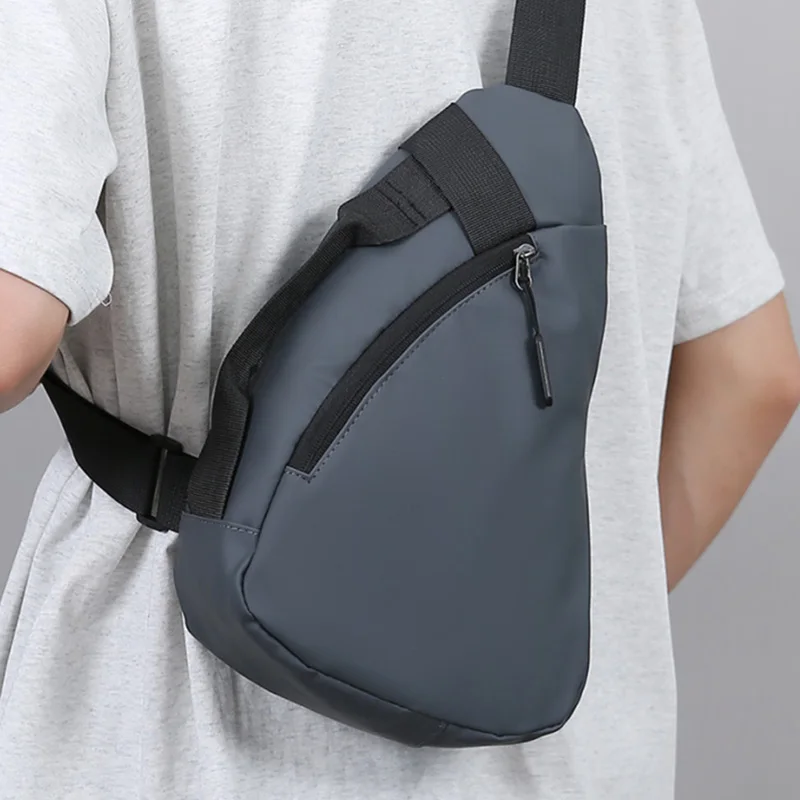 

Повседневная мужская нагрудная сумка в форме капли, однотонная спортивная сумка на плечо в корейском стиле на молнии, большая вместительная сумка через плечо унисекс