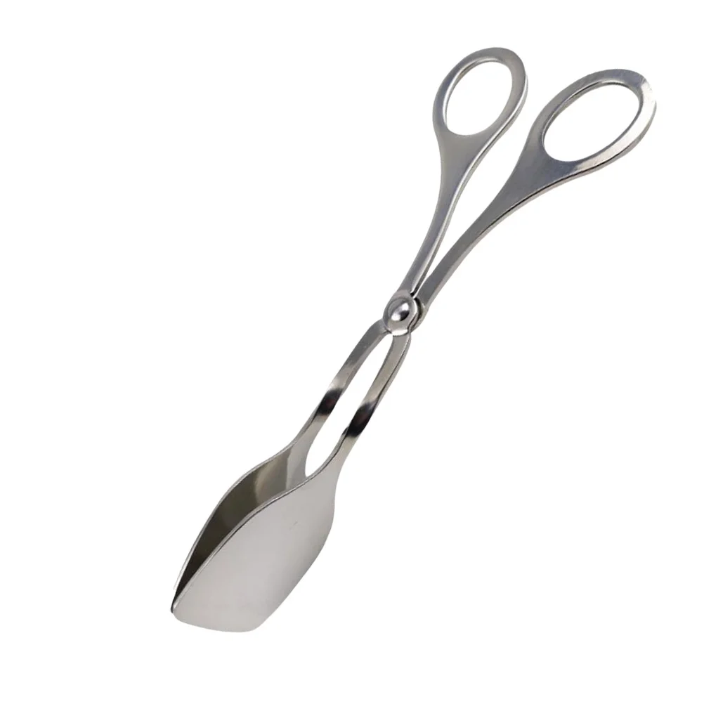 

Stainless Steel Food Tong Scissor Design Heat Resistant Anti-Scald Kitchen Clip for Buffet Party Salad Bread Steak