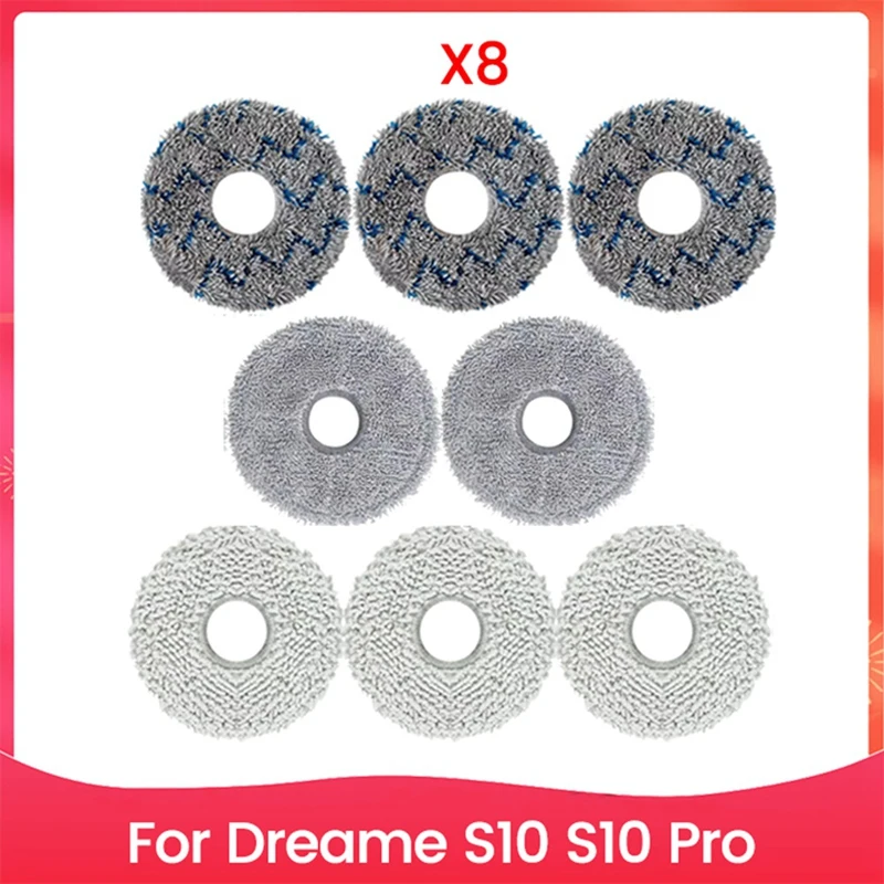 

8PCS Mop Pads Fit For Dreame S10 S10 Pro Robot Vacuum Cleaner Mop Cloth Accessories Replacement Parts