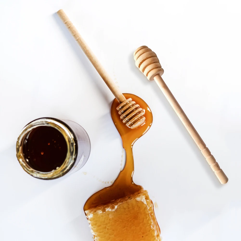 1-5PC Wooden Honey Sticks Small Honey Spoon Sticks Long Handle Honey Spoon Dispense Drizzle Honey Wedding Party Favors for Honey