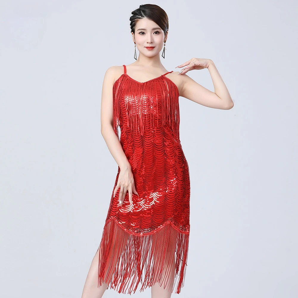 Tanzrock, lateinamerikanisches Kleid, Fransenkleid, Tanzkleidung, Hotsweet-Kostüm, Kleidung, Damenbekleidung, Mode, Party, Club, Bühnenshow