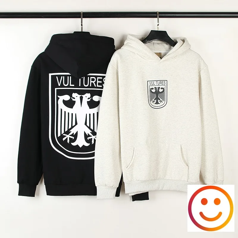 Double Eagle Head Print Kanye West Vulture Hoodie Sweatshirts Men Women High Quality Fleece Casual Loose Fit Hooded Pullovers
