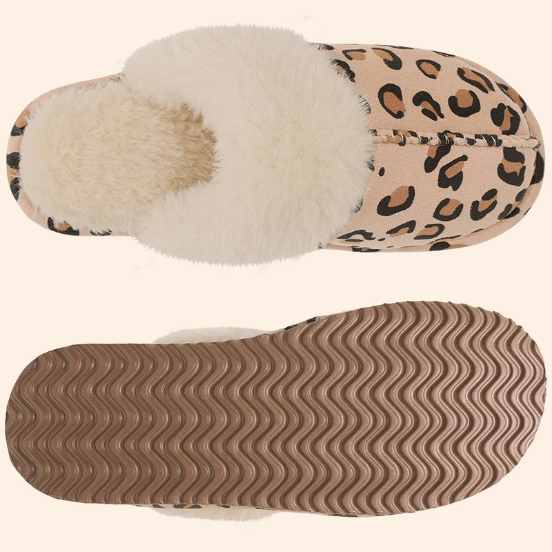 Kidmi Winter Fuzzy House Slippers Women Fluffy Flat Slippers Cozy Memory Foam Slippers Indoor Outdoor Warm Antiskid Fur Shoes