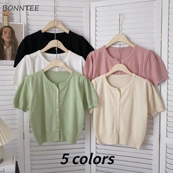 Short-sleeve T-shirts Women Cropped Summer Multicolor Trendy Korean Stylish Vintage Sweet Hot Knitwear Soft Harajuku Office Lady