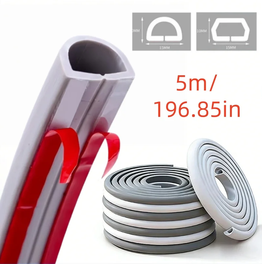 5m Cable Sleeve Arc Floor Cord Cover Self Adhesive Cable Protector Anti Extrusion Wiring Duct for Home Outdoor Wire Organizer