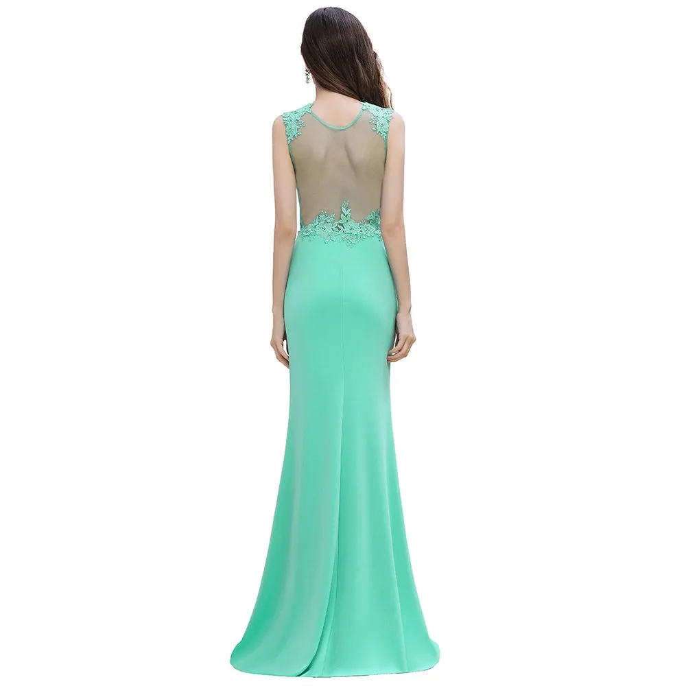 2024 Mermaid Green Sleeveless Lace Long Evening Dresses For Women Sexy Illusion Elegant Formal Prom Party Gowns Vestido de Festa