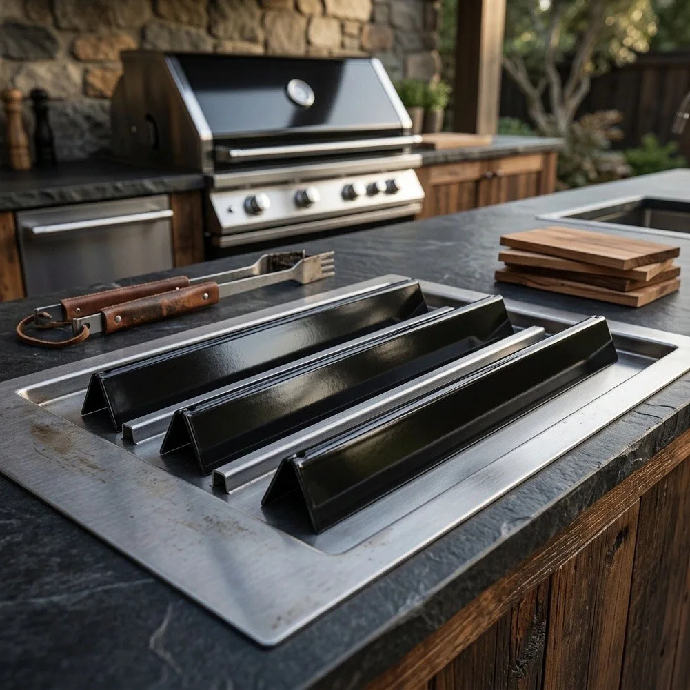 For Weber For Spirit E-210 ES Series Enamel Heat Distribution Plate Set of 3 for Grills Produced Between 2007 and 2012