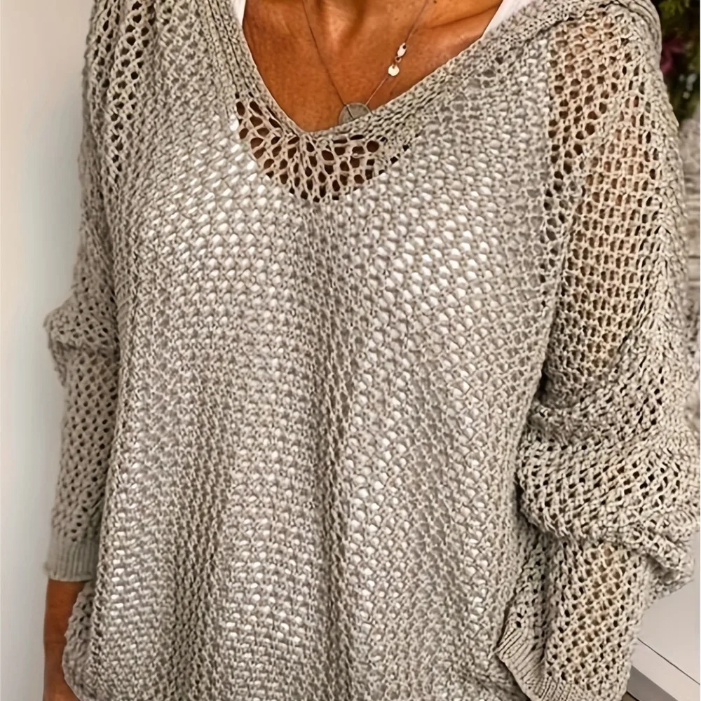 Woolen Outer Layer Sun Protection Knitted Hollow Hoody Spring Summer Women's New Loose Sweater Ropa Mujer Свитер Женский