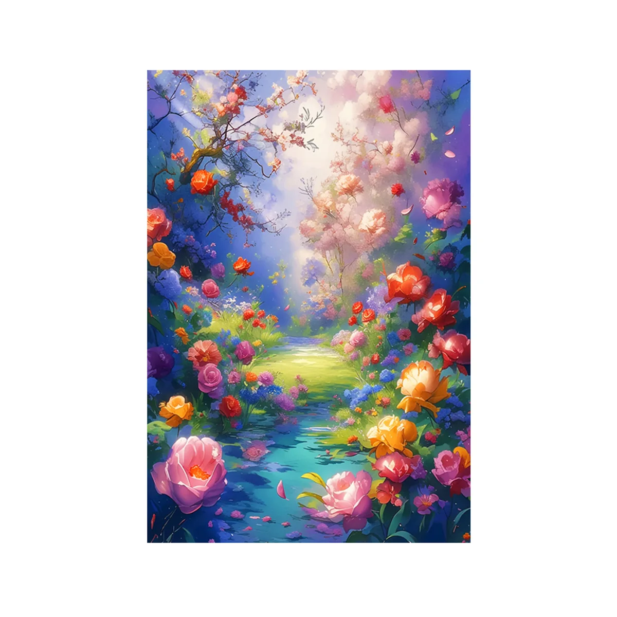 Colorful Flowers Printed Cross Stitch Kit 9ct 68x95cm DIY Embroidery Set Handicraft Floss Needle Crafts