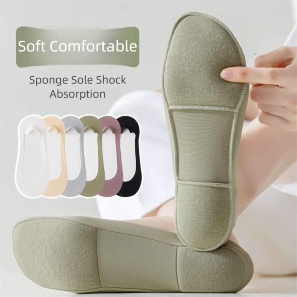 Thin Anti Slip Boat Sock Sponge Bottom Shock Absorbing Insole Socks Soft Shoe Pads Women