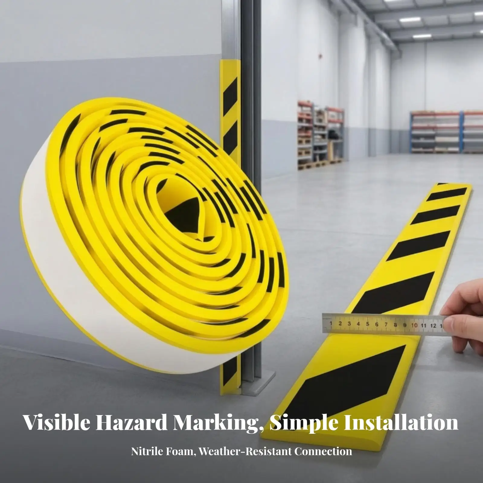 Yellow and Black Foam Rim Protector | High-Visibility, Heavy-Duty, Rubber Foam